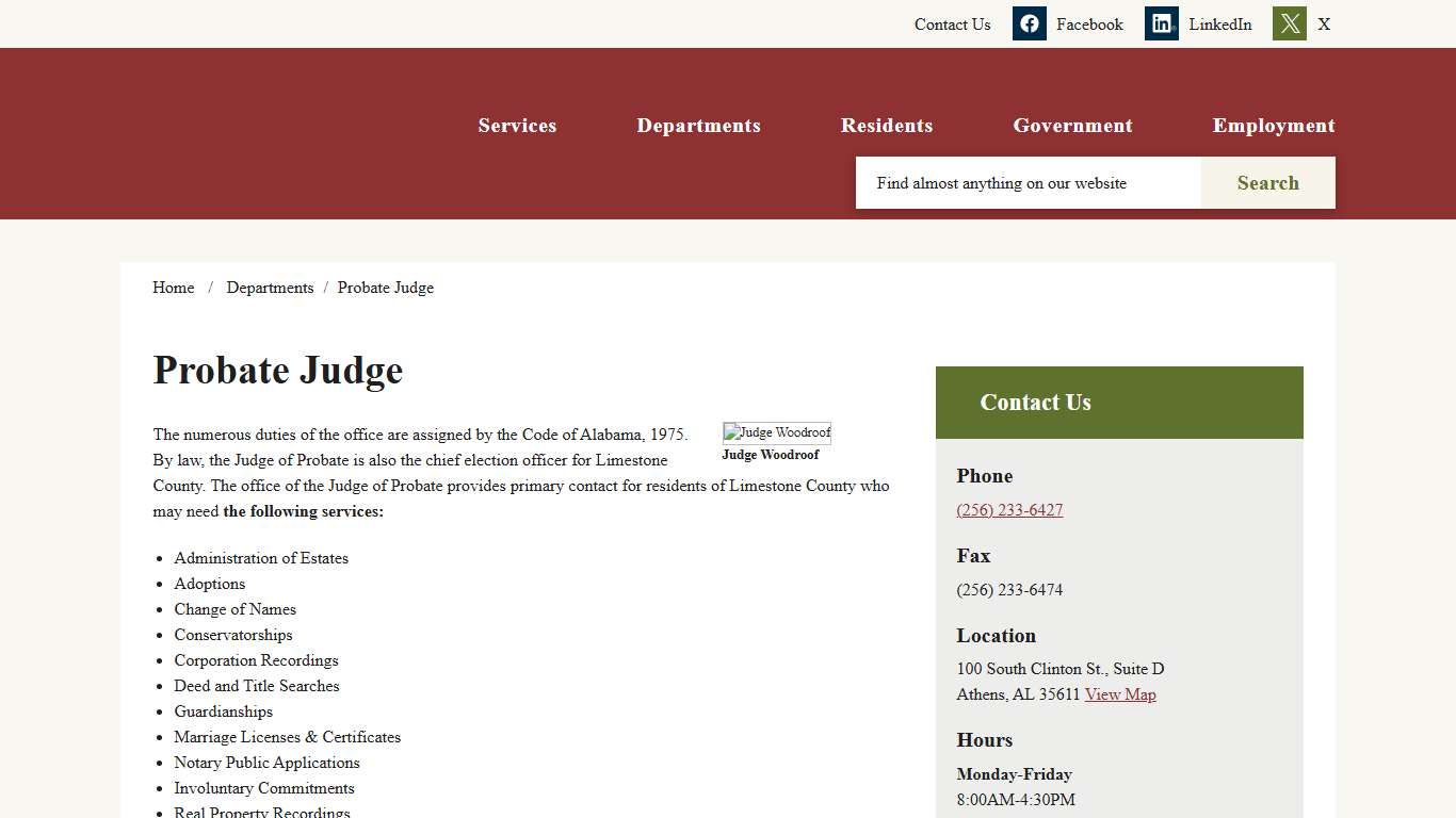 Probate Judge - Limestone Co