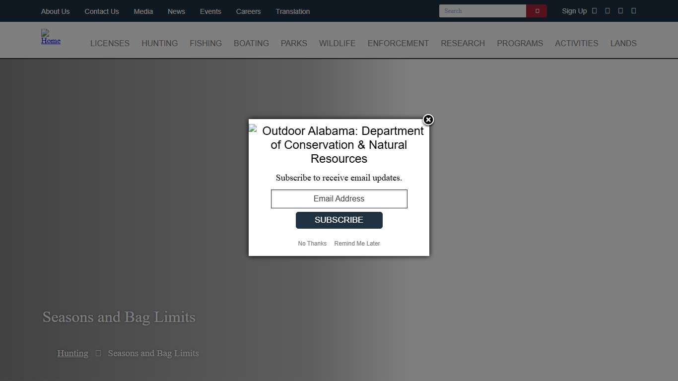 Seasons and Bag Limits Outdoor Alabama